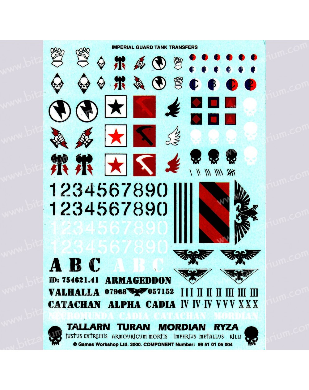 Warhammer 40k Astra Militarum Cadian Command Squad Transfer Sheet Bits 